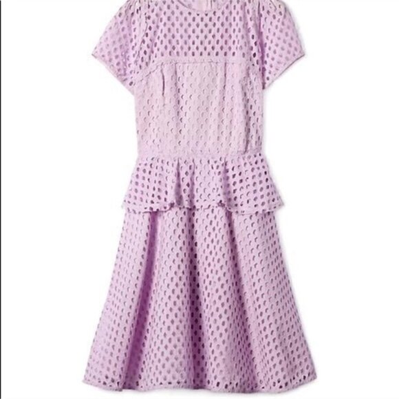 NWT Banana Republic Dress Lace Eyelet Peplum Lavender Pruple Violet Plus Spring - Picture 1 of 15